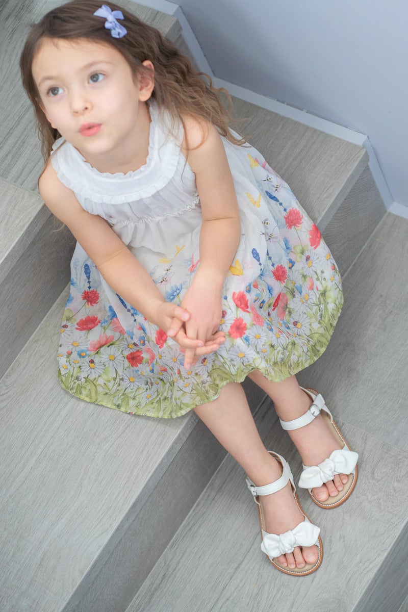 THEE BRON Toddler Girls Sandals Wedding Flower Girl Dress Shoes Summer Open Toe Flats(TB503 Little Kid,White/12M) - Image 4